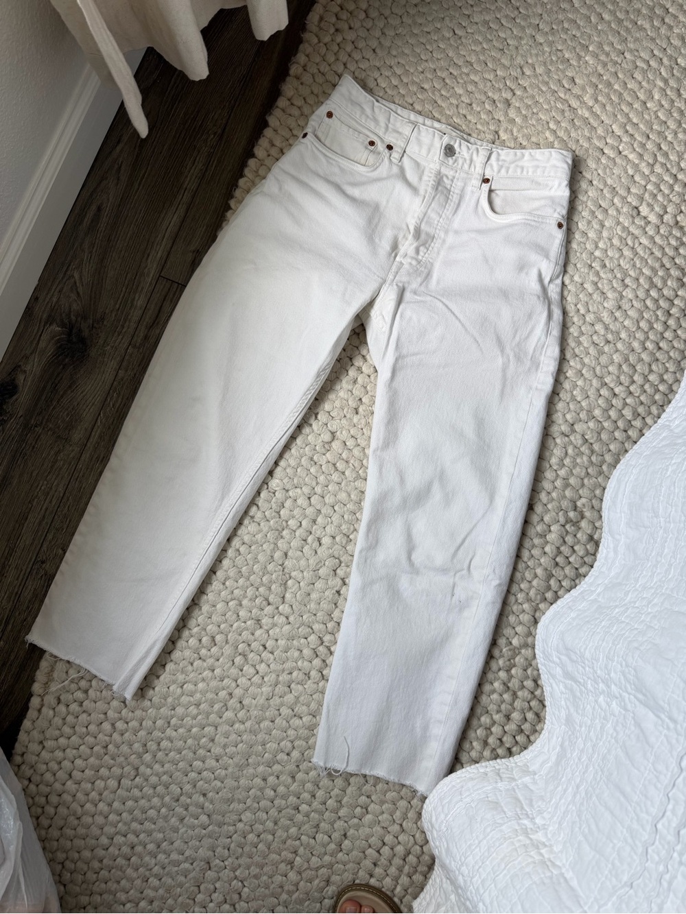 Buck Mason White Ankle-Length Jeans